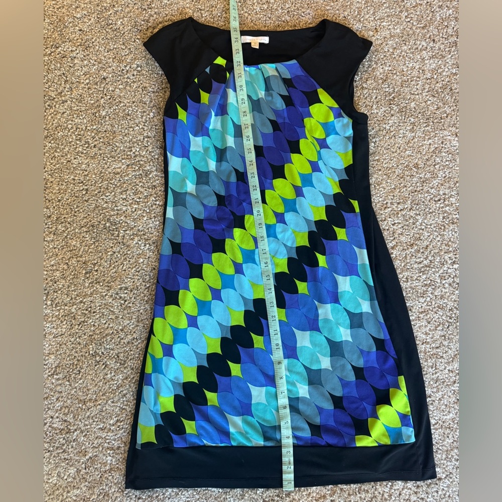 London Times Geometric Leaf Print Dress